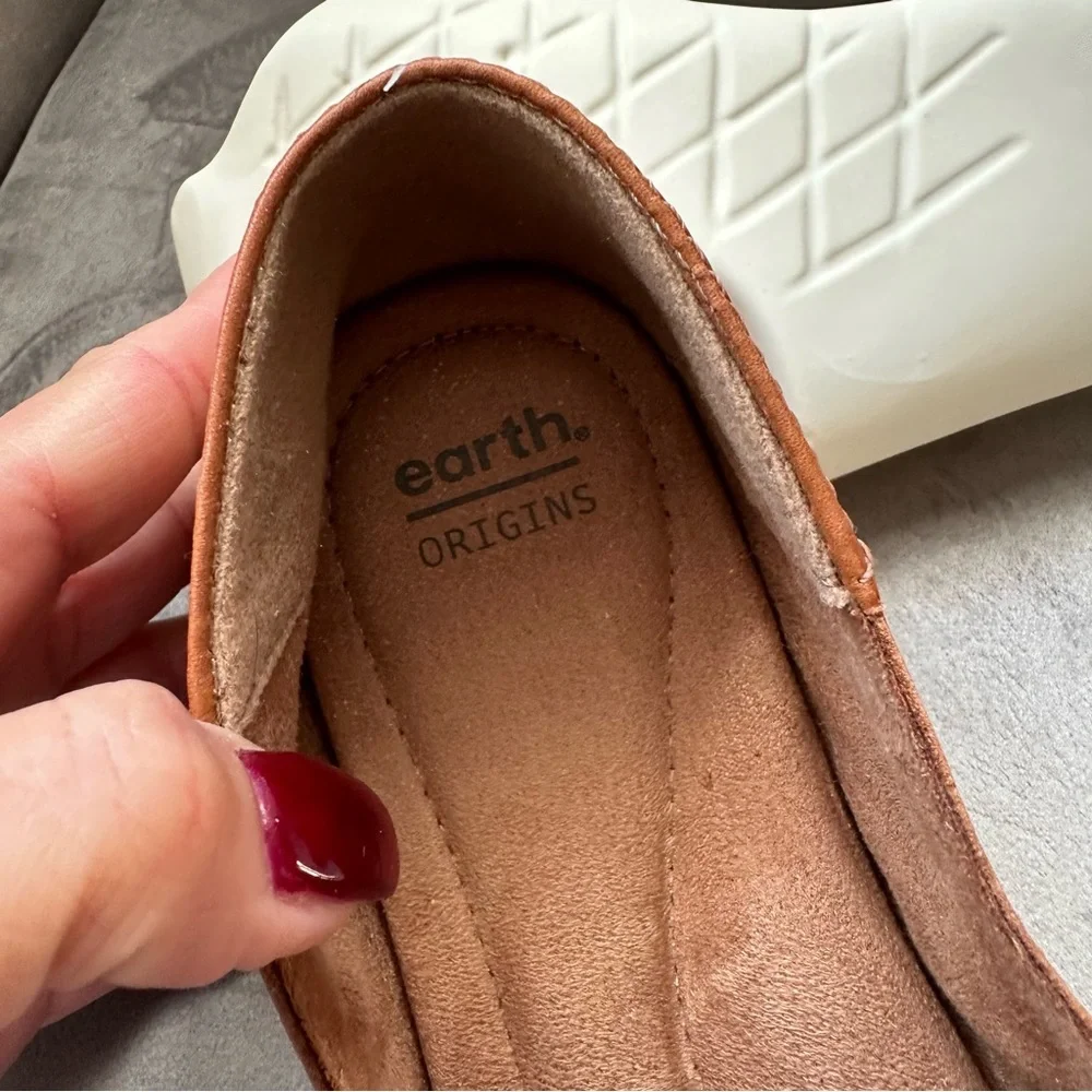 Earth Origins Ryanne Brown Leather Slip-On Loafers Womens US 9 Wide Comfort
